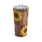 Sunflower Rose Rustic Tumbler 20oz! Drinkware, Tumblers! FreckledFoxCompany