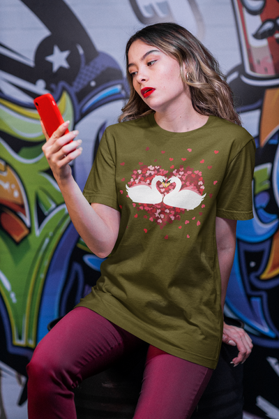 Valentines Day Swans Graphic Tees! Unisex, 100% Cotton, Ultra Soft! FreckledFoxCompany