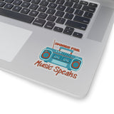 Words Fail Music Speaks Blue and Toasted Almond Vinyl Sticker! FreckledFoxCompany