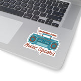 Words Fail Music Speaks Blue and Toasted Almond Vinyl Sticker! FreckledFoxCompany