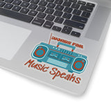 Words Fail Music Speaks Blue and Toasted Almond Vinyl Sticker! FreckledFoxCompany