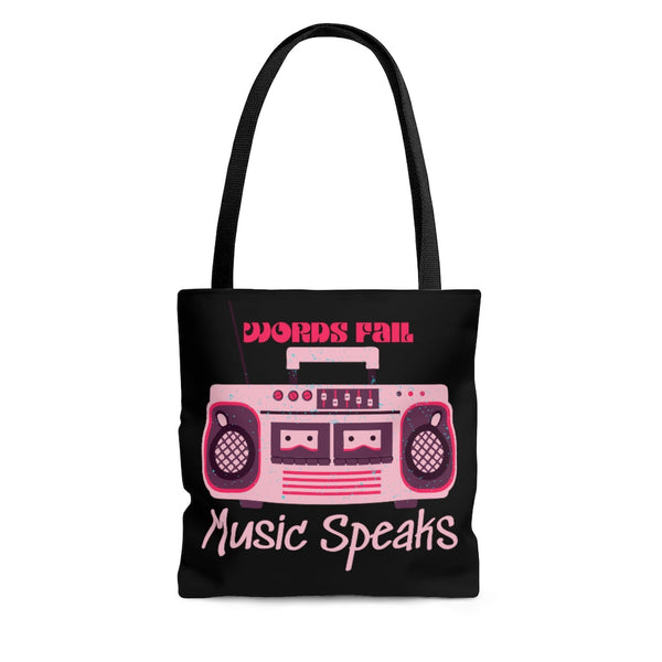 Words Fail Music Speaks Bright Pink Tote Bag! FreckledFoxCompany