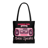 Words Fail Music Speaks Bright Pink Tote Bag! FreckledFoxCompany