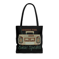 Words Fail Music Speaks Chocolate Crème Tote Bag! FreckledFoxCompany