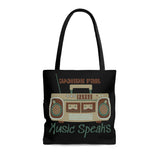 Words Fail Music Speaks Chocolate Crème Tote Bag! FreckledFoxCompany