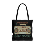 Words Fail Music Speaks Chocolate Crème Tote Bag! FreckledFoxCompany