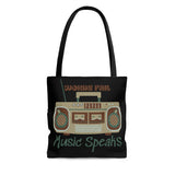 Words Fail Music Speaks Chocolate Crème Tote Bag! FreckledFoxCompany