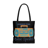 Words Fail Music Speaks Denim and Crème Tote Bag! FreckledFoxCompany