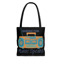 Words Fail Music Speaks Denim and Crème Tote Bag! FreckledFoxCompany