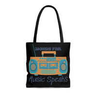 Words Fail Music Speaks Denim and Crème Tote Bag! FreckledFoxCompany