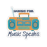 Words Fail Music Speaks Denim and Crème Vinyl Sticker! FreckledFoxCompany