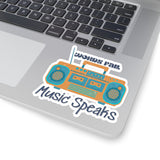 Words Fail Music Speaks Denim and Crème Vinyl Sticker! FreckledFoxCompany