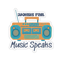 Words Fail Music Speaks Denim and Crème Vinyl Sticker! FreckledFoxCompany