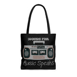 Words Fail Music Speaks Grey Tote Bag! FreckledFoxCompany