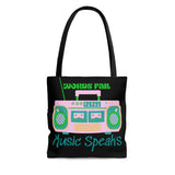 Words Fail Music Speaks Pink and Green Tote Bag! FreckledFoxCompany