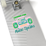 Words Fail Music Speaks Pink and Green Vinyl Sticker! FreckledFoxCompany