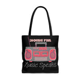 Words Fail Music Speaks Pink and Grey Tote Bag! FreckledFoxCompany