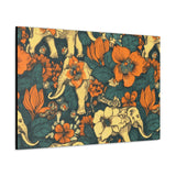 Vintage 70's Inspired Elephant Florals Canvas Gallery Wraps!