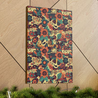 Vintage 70's Inspired Musical Notes Floral Canvas Gallery Wraps!