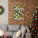 Vintage 70's Inspired Quilt Patterned Butterflies Premium Matte Vertical Posters!