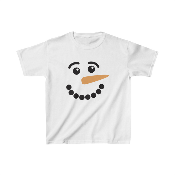 Snowman Face Unisex Kids Heavy Cotton Graphic Tee! Foxy Kids! Winter Vibes!