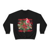 Red Cardinal Buffalo Print Holiday Unisex Heavy Blend Crewneck Sweatshirt! Winter Vibes!