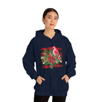 Buffalo Print Cardinal Holiday Unisex Heavy Blend Hooded Sweatshirt! Winter Vibes!