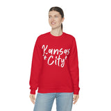 Kansas City Football White Logo Unisex Heavy Blend Crewneck Sweatshirt! Football Season!