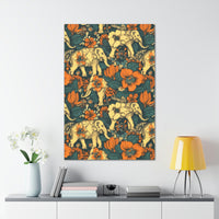 Vintage 70's Inspired Elephant Florals Canvas Gallery Wraps!