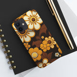 Vintage 70's Floral Chocolate Flowers Tough Phone Cases, Case-Mate!