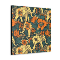 Vintage 70's Inspired Elephant Florals Canvas Gallery Wraps!