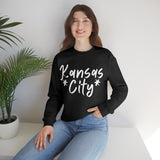 Kansas City Football White Logo Unisex Heavy Blend Crewneck Sweatshirt! Football Season!