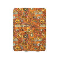 Vintage 70s Inspired Traveling Van Sherpa Fleece Blanket!