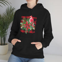 Buffalo Print Cardinal Holiday Unisex Heavy Blend Hooded Sweatshirt! Winter Vibes!