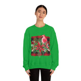 Red Cardinal Buffalo Print Holiday Unisex Heavy Blend Crewneck Sweatshirt! Winter Vibes!