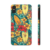 Vintage Floral Surfboard Blue and Yellow Tough Phone Cases, Case-Mate! Summer Vibes!