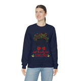 Just Really Love Christmas Bun Girl holiday Lights Unisex Heavy Blend Crewneck Sweatshirt! Winter Vibes!