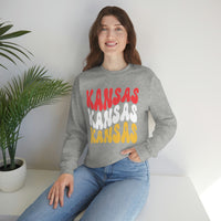 Kansas City Football Red Wave Unisex Heavy Blend Crewneck Sweatshirt! Football Season!