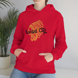 Kansas City Football Chief Outlined Unisex Heavy Blend Hooded Sweatshirt! Football Season!