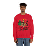 Merry Christmas Leopard Print Tree Unisex Heavy Blend Crewneck Sweatshirt! Winter Vibes!