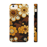 Vintage 70's Floral Chocolate Flowers Tough Phone Cases, Case-Mate!