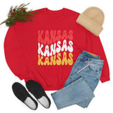 Kansas City Football Red Wave Unisex Heavy Blend Crewneck Sweatshirt! Football Season!