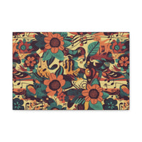 Vintage 70's Inspired Musical Notes Floral Canvas Gallery Wraps!