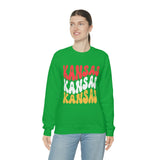 Kansas City Football Red Wave Unisex Heavy Blend Crewneck Sweatshirt! Football Season!