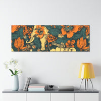 Vintage 70's Inspired Elephant Florals Canvas Gallery Wraps!