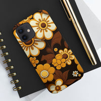 Vintage 70's Floral Chocolate Flowers Tough Phone Cases, Case-Mate!