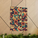 Vintage 70's Inspired Musical Notes Florals Premium Matte Vertical Posters!