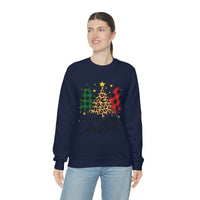 Merry Christmas Leopard Print Tree Unisex Heavy Blend Crewneck Sweatshirt! Winter Vibes!