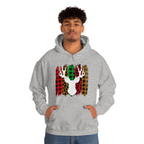 Paint Striped Deer Head Holiday Unisex Heavy Blend Hooded Sweatshirt! Winter Vibes!