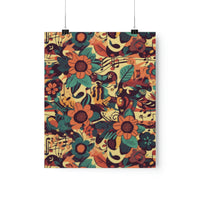 Vintage 70's Inspired Musical Notes Florals Premium Matte Vertical Posters!